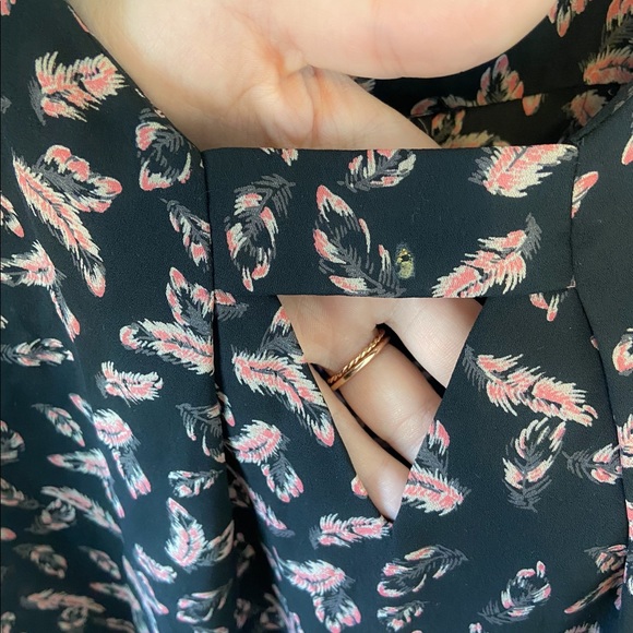 SOLD Feather Print Cut Out Tank Blouse - Picture 2 of 3